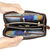 Royal Bagger Retro Zipper Long Clutch Wallets, Genuine Leather Coin Purse, Large Capacity Wristlet Bag for Men 1659