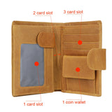Royal Bagger Retro Short Wallets for Men, Crazy Horse Leather Large Capacity Trifold Wallet, Cowhide Coin Purse 1747