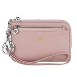 Royal Bagger RFID Coin Purse with Keychain, Genuine Leather Multi Zipper Clutch Wallet, Portable Wristlet Card Holder 1903-1