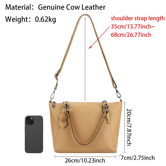 Royal Bagger Genuine Leather Tote Shoulder Bag, Fashionable Casual Crossbody Purse, Elegant Handbag for Women 1752